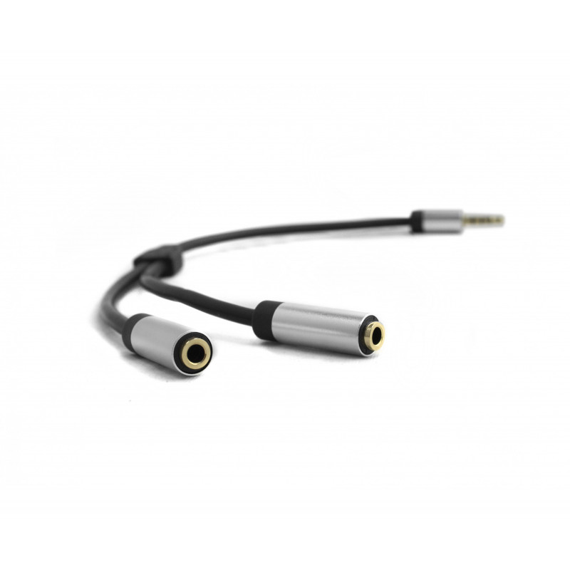 Cable audio estereo 2x RCA hembra - Jack 3.5mm hembra 0.25 M Negro