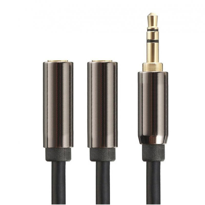 Cable audio estereo 2x RCA hembra - Jack 3.5mm hembra 0.25 M Negro