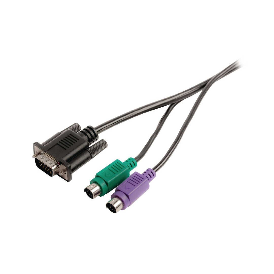 Cable KVM de VGA Macho - 2x PS2 Hembra 2,00 m en Color Negro Valuelin