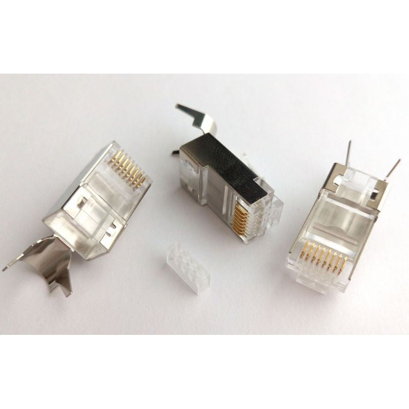 10 Conectores Rj45 Cat8 Blindado con Guia