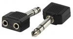 Conector Jack 6.35mm Estéreo Macho a 2 Mini Jacks 3.5mm Hembra