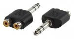 Conector Jack 6.35mm Estéreo Macho a 2 Rcas Hembra Adaptadores Audio