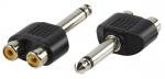 Conector Jack 6.35mm Mono Macho a 2 Rcas Hembra Adaptadores Audio