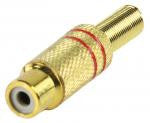 Conector Rca Hembra con Anillo Rojo Para Soldar