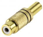 Conector Rca Hembra con Anillo Negro Para Soldar