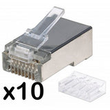 10 Conectores Rj45 Para Cables FTP Cat6 con Guia