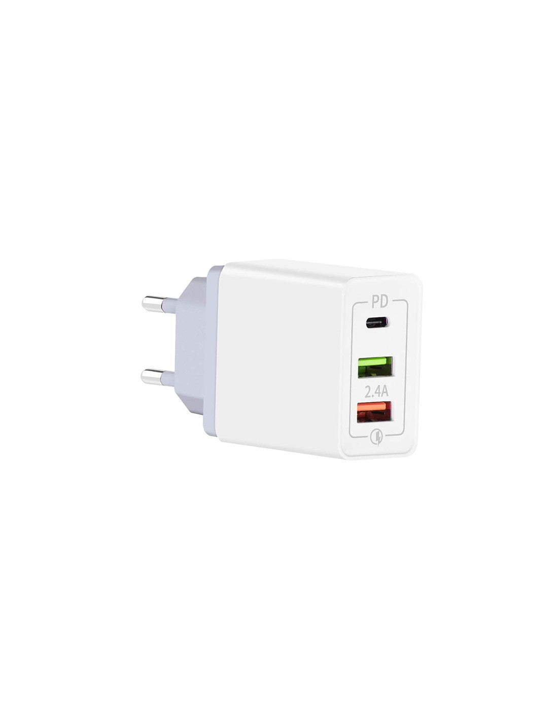 Cargador de red 30W PD 5.4A Fast Charge (1xusb-c 12W + 2xusb-a 18W) - Blanco