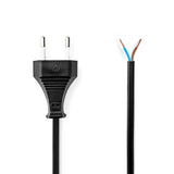 Cable de Alimentación Conector Europeo - Extremo Abierto 1.5 m Negro