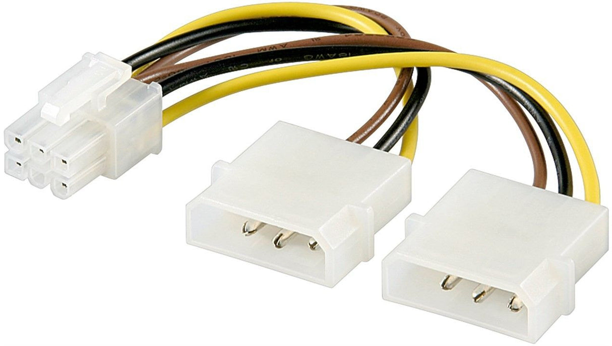 Cable Divisor de Alimentación Interna, PCI Express Hembra ? 2 x Molex Macho, 0,15 m Multicolor Cables