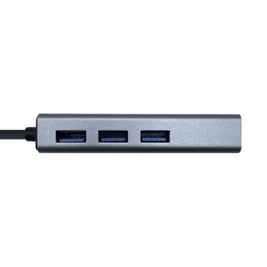 Conversor Usb 3.0 a Ethernet Gigabit 10/100/1000 Mbps + Hub 3x Gris.