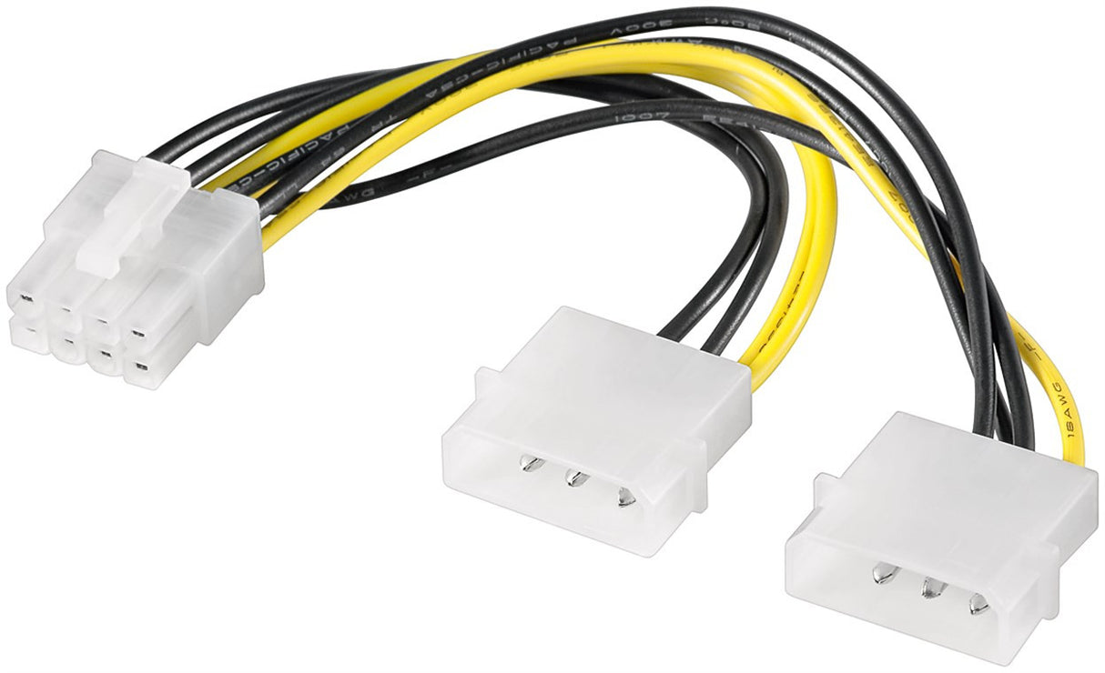 PCI Express 8 Pins Hembra ? 2 x Molex Macho, 0,15 m Cable Interno PC