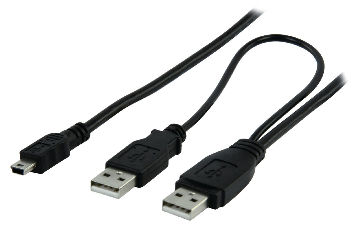 Cable USB 2power (AM+Am/miniusb/m) de 0.60m