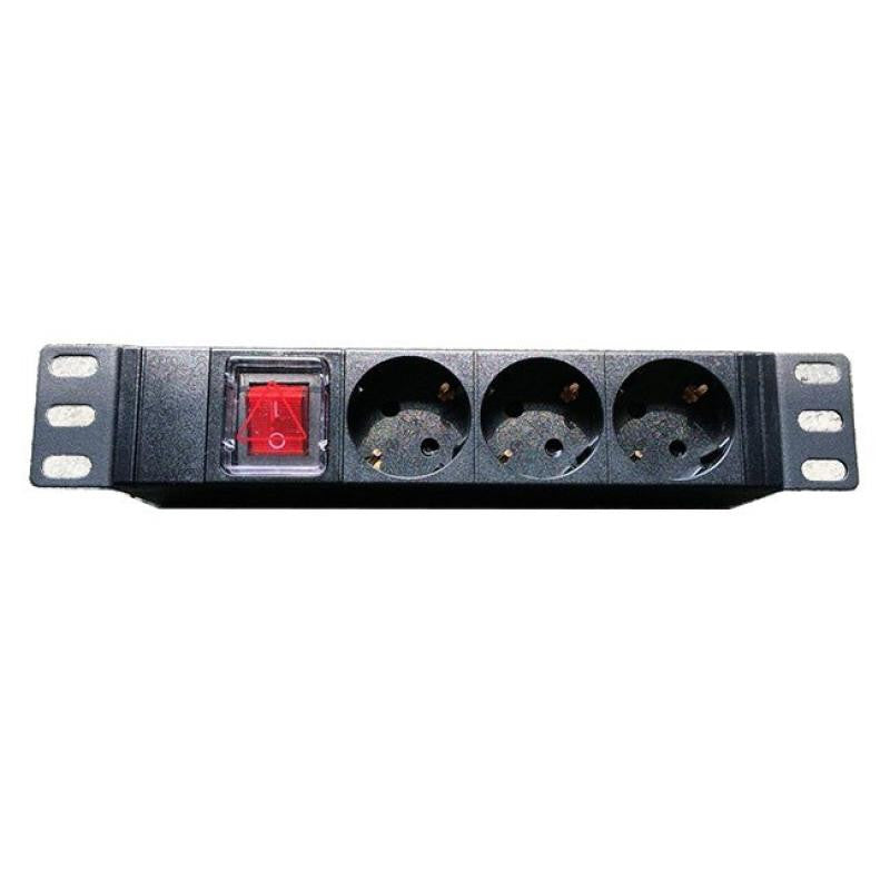 Regleta Para Rack 10" con Protección de 3 Tomas Interruptor y Cable 2m