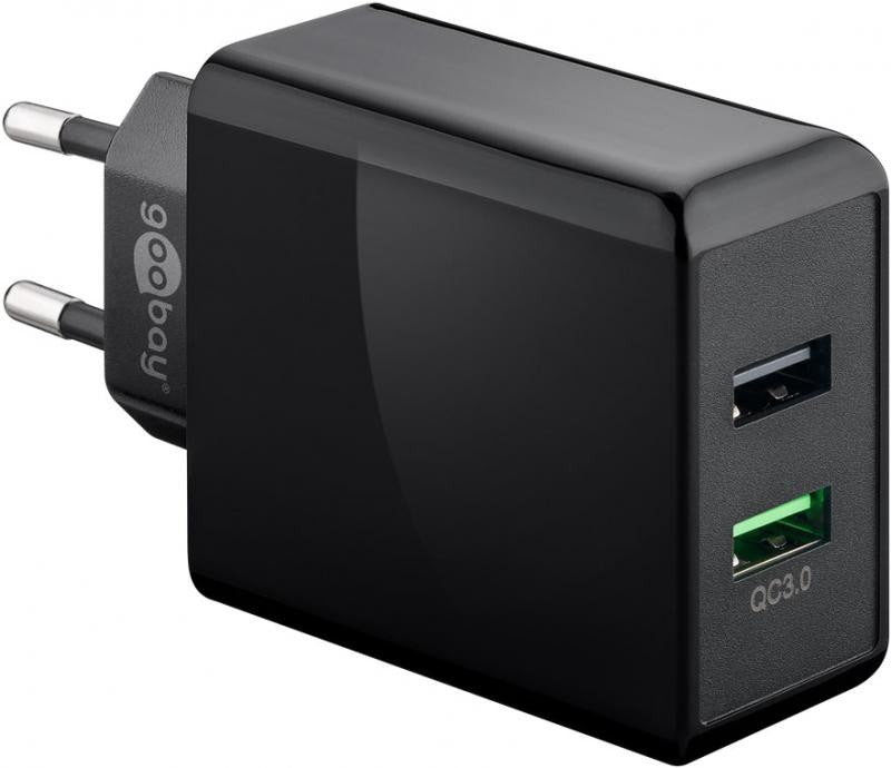 Cargador Rápido de Doble USB / QC3.0 (28W) Negro