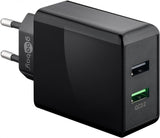 Cargador Rápido de Doble USB / QC3.0 (28W) Negro