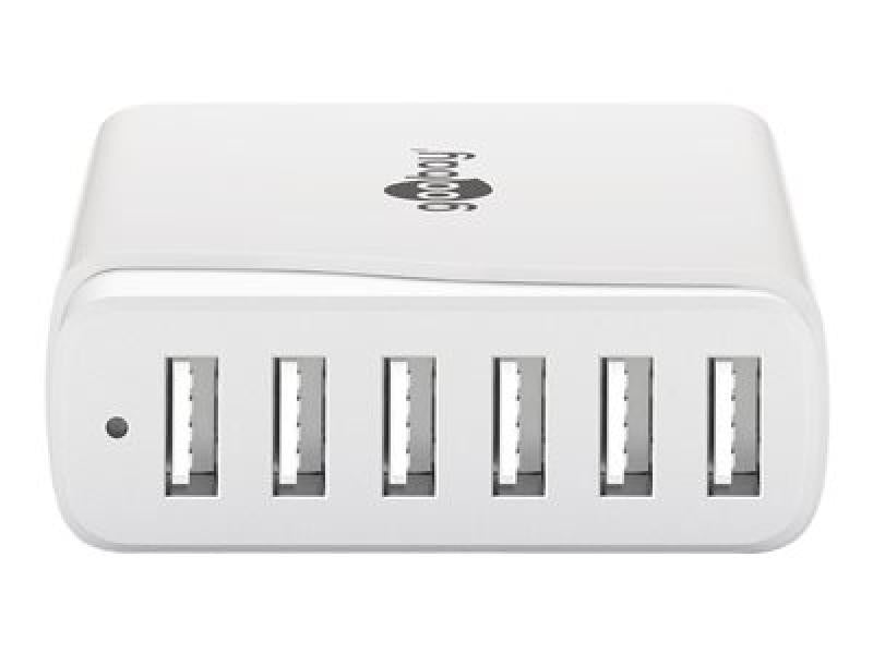 Cargador multipuertos Inteligente de 6 x USB 48w color blanco