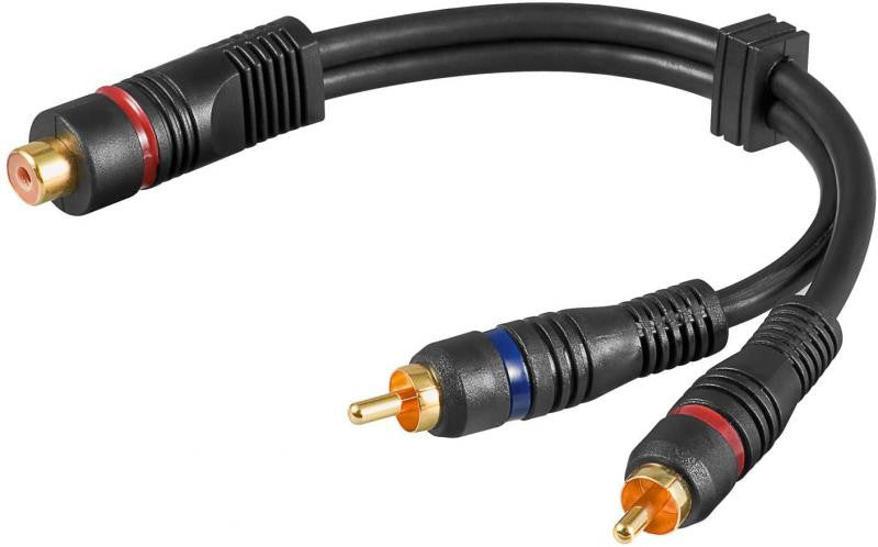 Cable Adaptador de Audio en Y: RCA Hembra 2 Machos