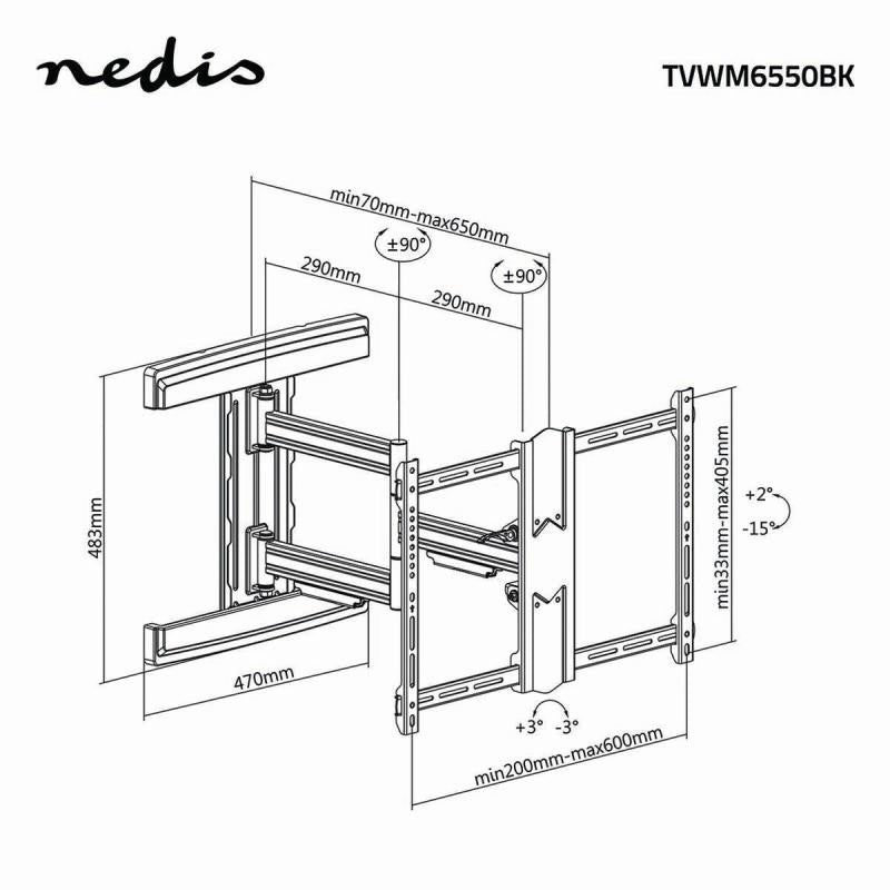 Soporte TV de Pared Movimiento Completo 37" a 80" Soportes