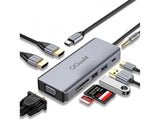 Dock Station USB C 2xhdmi, 2xusb, 1xvga, 1x PD Tipo C, 1xsd, 1xmicrosd, 1xjack 3.5 mm