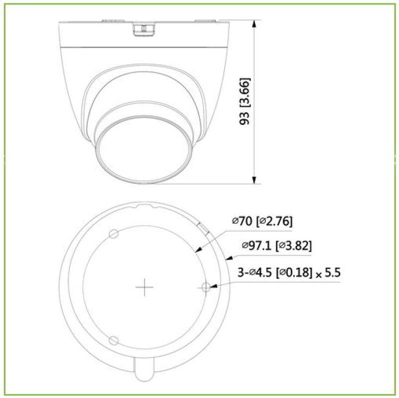 Cámara Domo DAHUA HDCVI 2MPX 25fps  y lente de 2.8mm con estructura de plástico