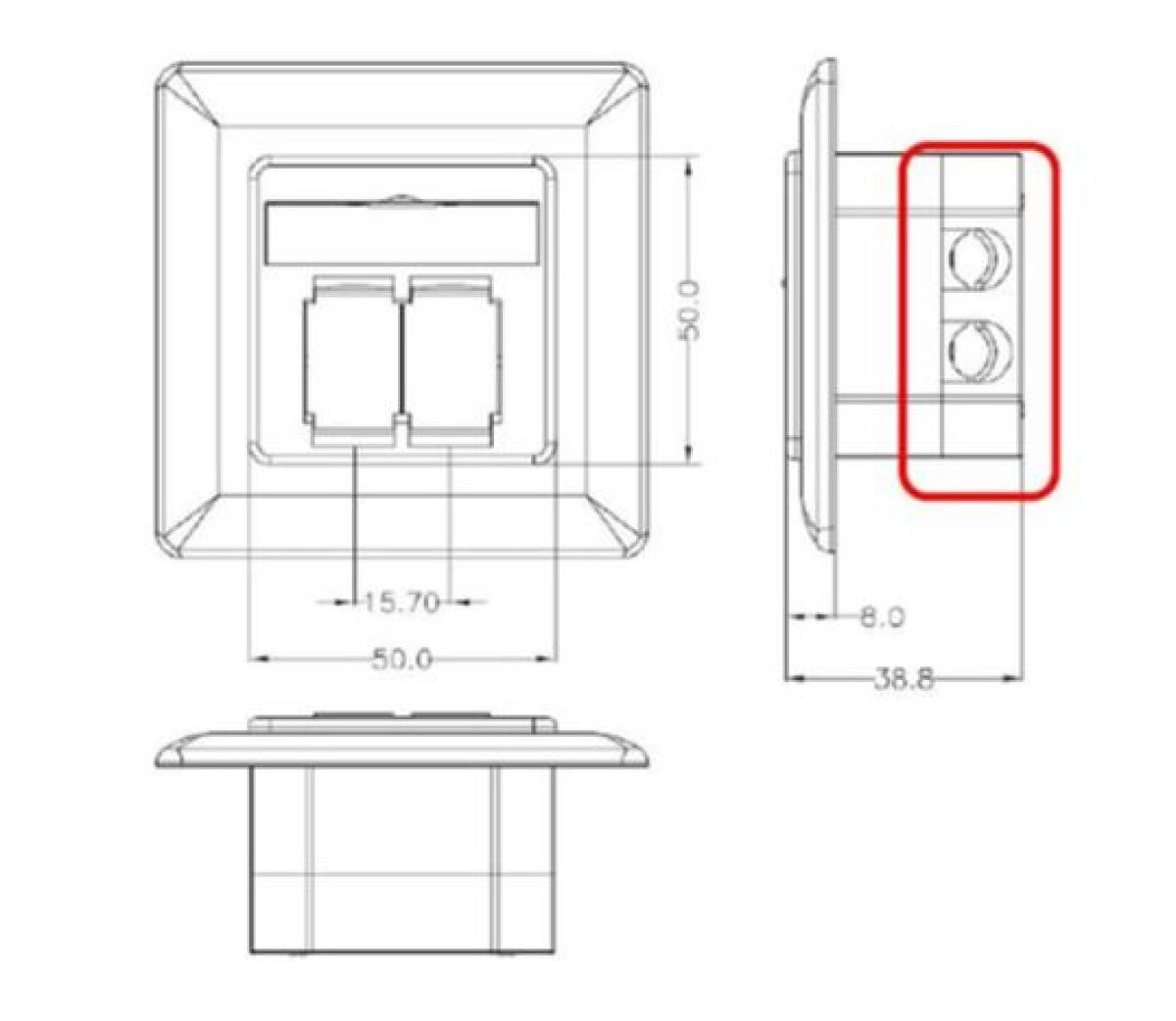 Caja de Pared Universal CAT 6 Incl. Marco Montaje en utp