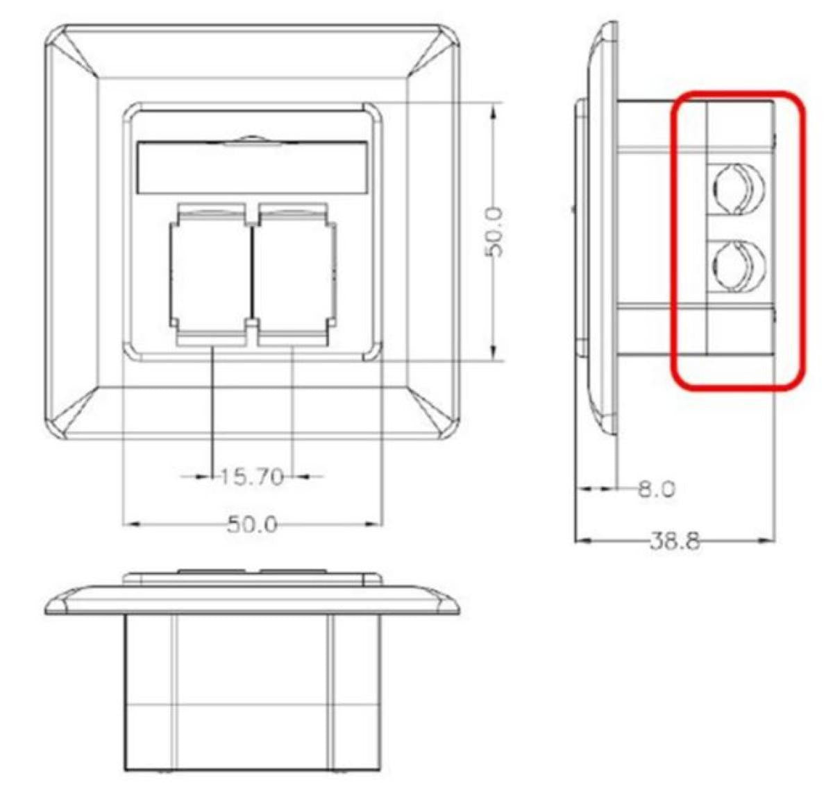 Placa de Pared CAT 6 Caja utp