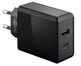 Cargador Rápido Dual USB-C PD (Power Delivery) (28W) Negro