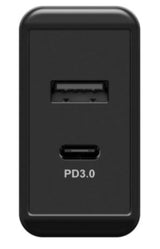 Cargador Rápido Dual USB-C PD (Power Delivery) (28W) Negro