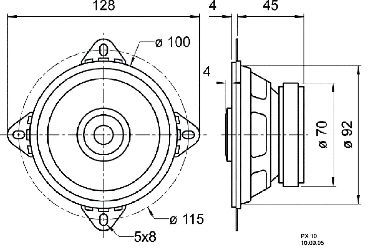 10 cm (4) 2-way Coaxial Loudspeaker 4 - 30 W