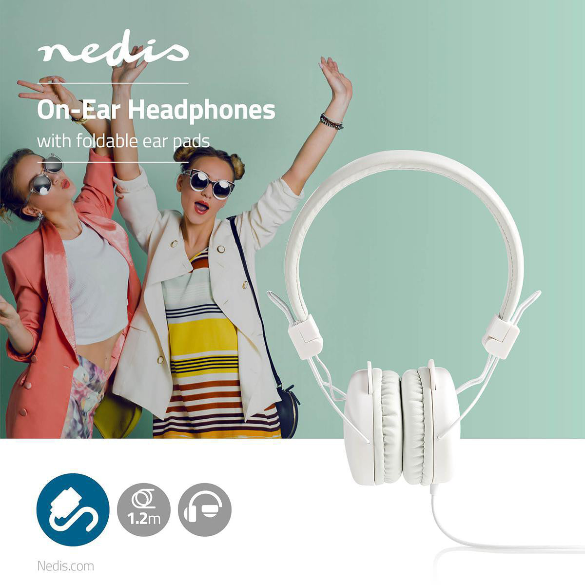 Auriculares con Cable | De Diadema Plegable Redondo 1,2 m Blanco Cascos