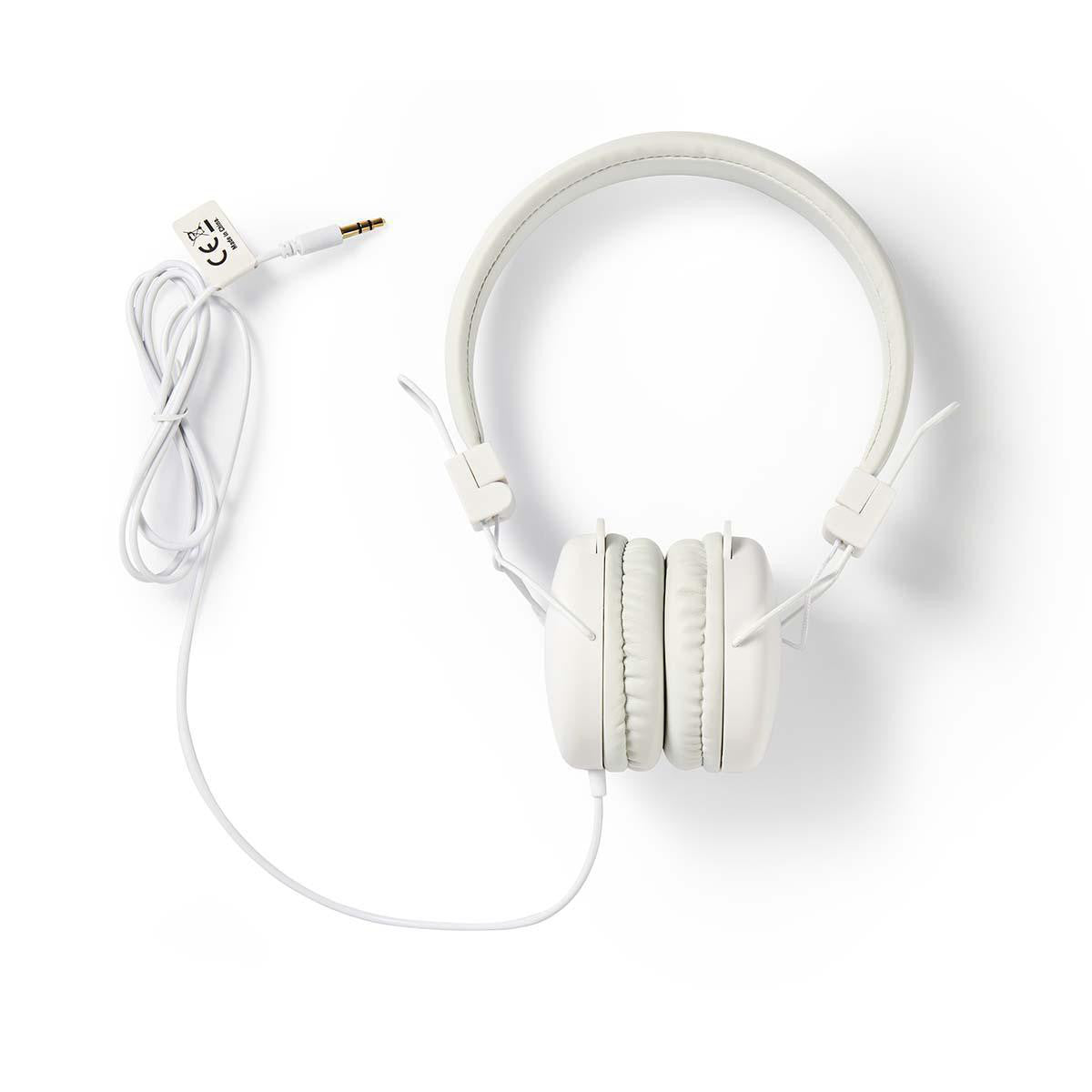 Auriculares con Cable | De Diadema Plegable Redondo 1,2 m Blanco Cascos