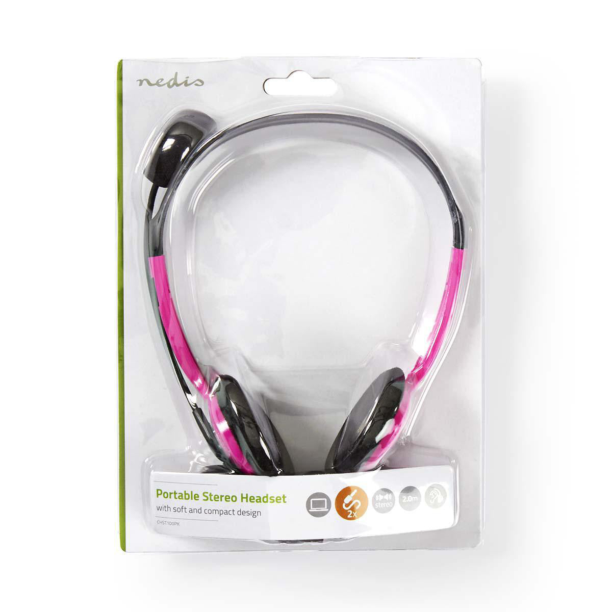 Auriculares Para PC | Diadema 2 Conectores de 3,5 mm 2,0 m Rosa