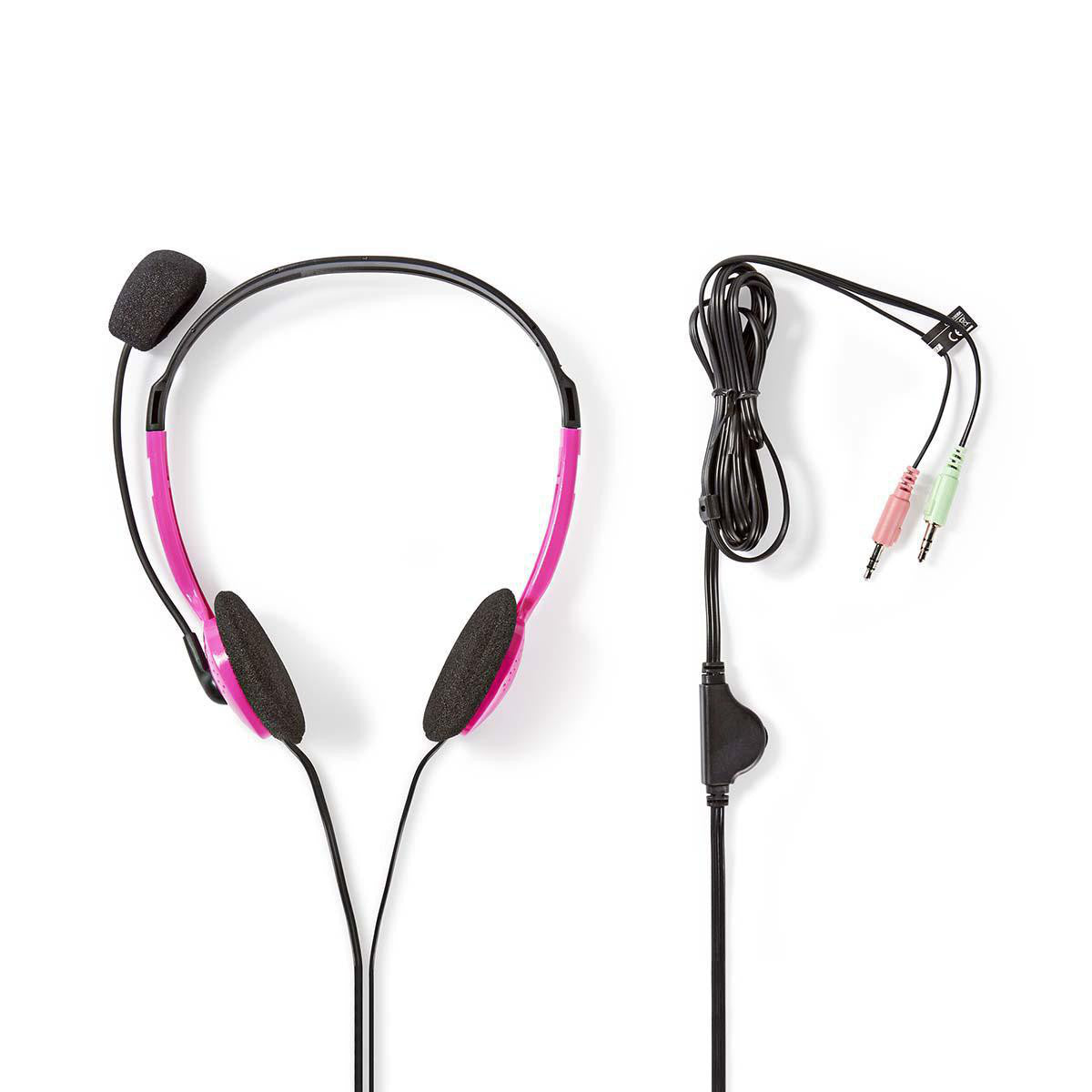 Auriculares Para PC | Diadema 2 Conectores de 3,5 mm 2,0 m Rosa