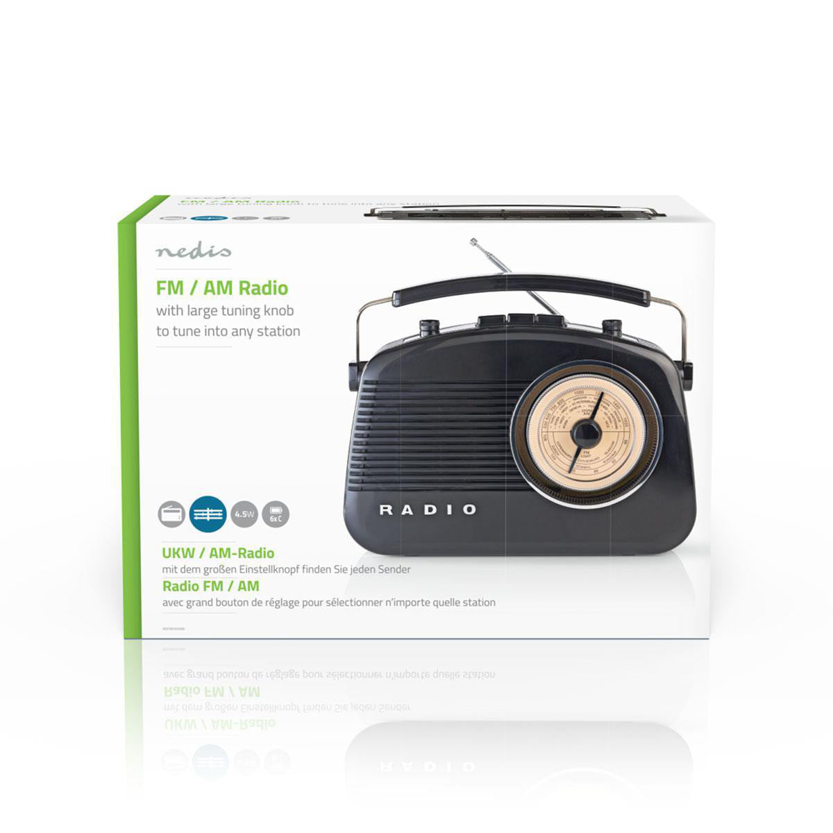 Radio FM | 4,5 W Asa de Transporte Negro