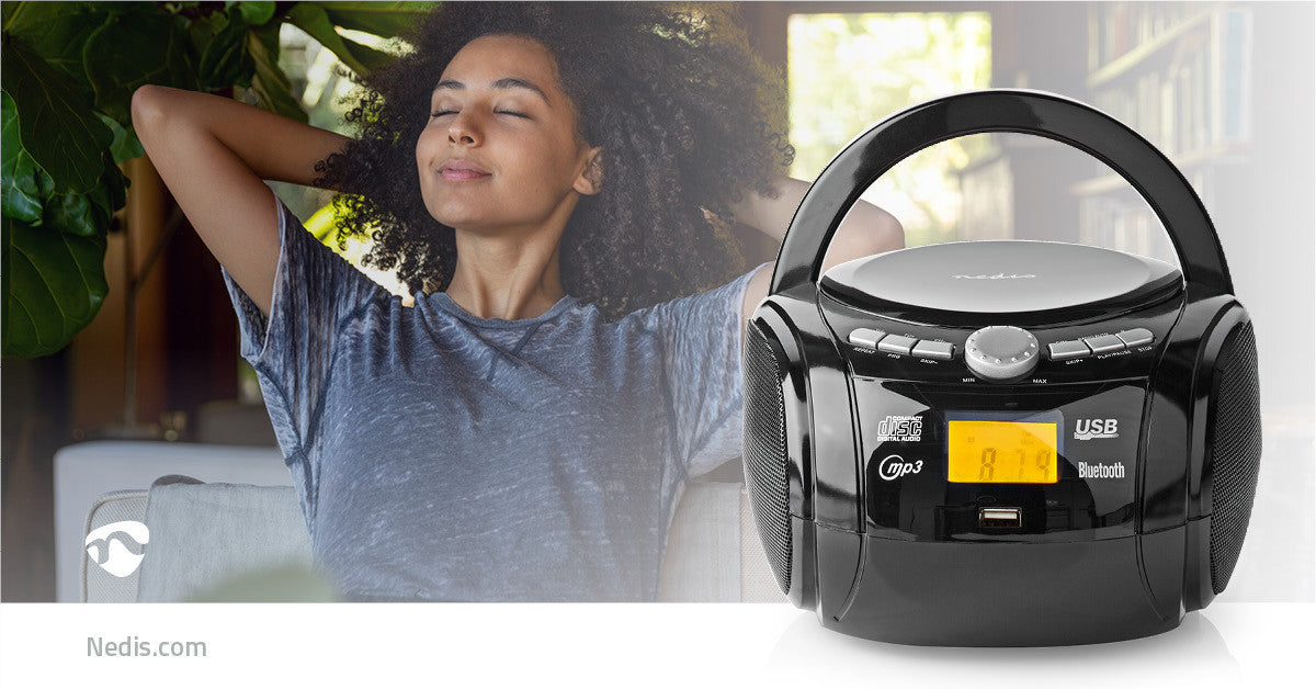 Boombox | 9 W Bluetooth® Reproductor de Cd/radio Fm/usb/entrada Auxiliar Negro