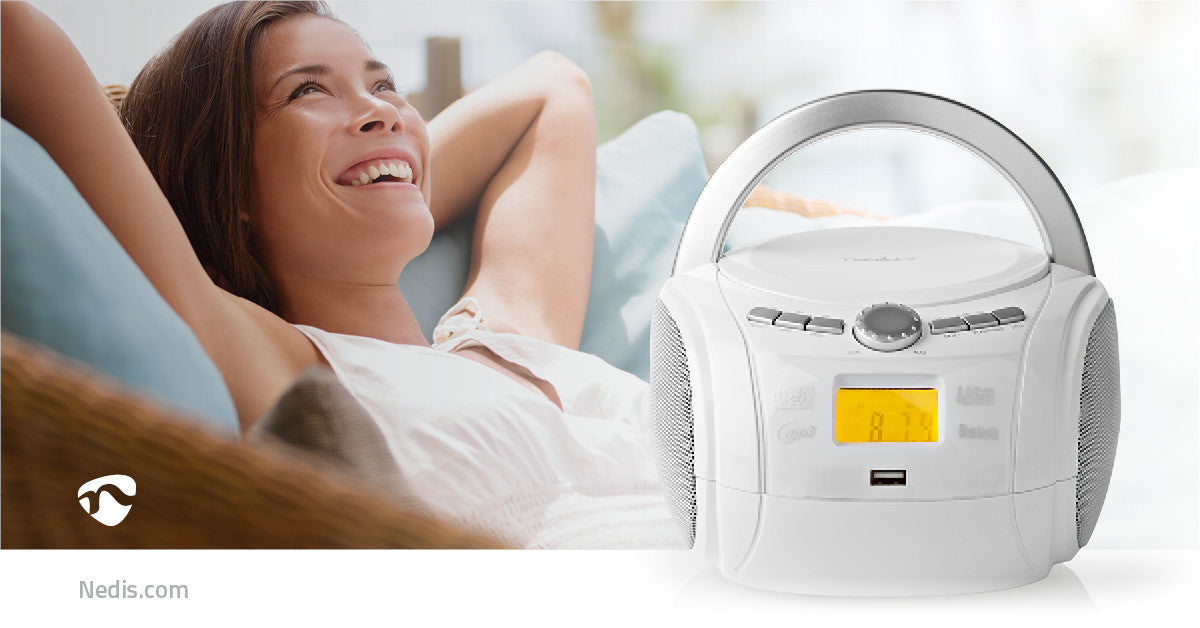 Boombox | 9 W Bluetooth® Reproductor de Cd/radio Fm/usb/entrada Auxiliar Blanco