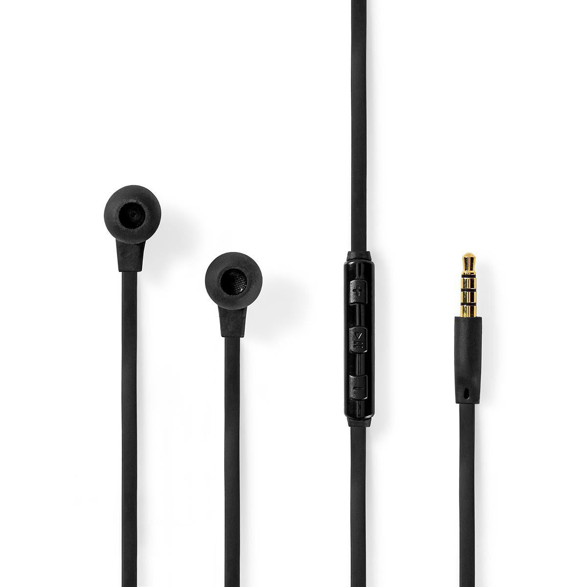 Wired Headphones | 1.2m Flat Cable In-ear Built-in Microphone Aluminium Black Auriculares