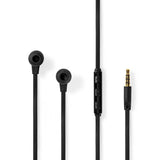 Wired Headphones | 1.2m Flat Cable In-ear Built-in Microphone Aluminium Black Auriculares