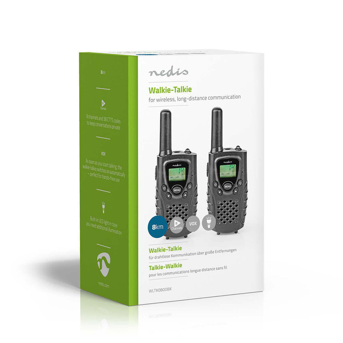 Walkie-talkie | Alcance de 8 km Canales VOX 2 Unidades Negro