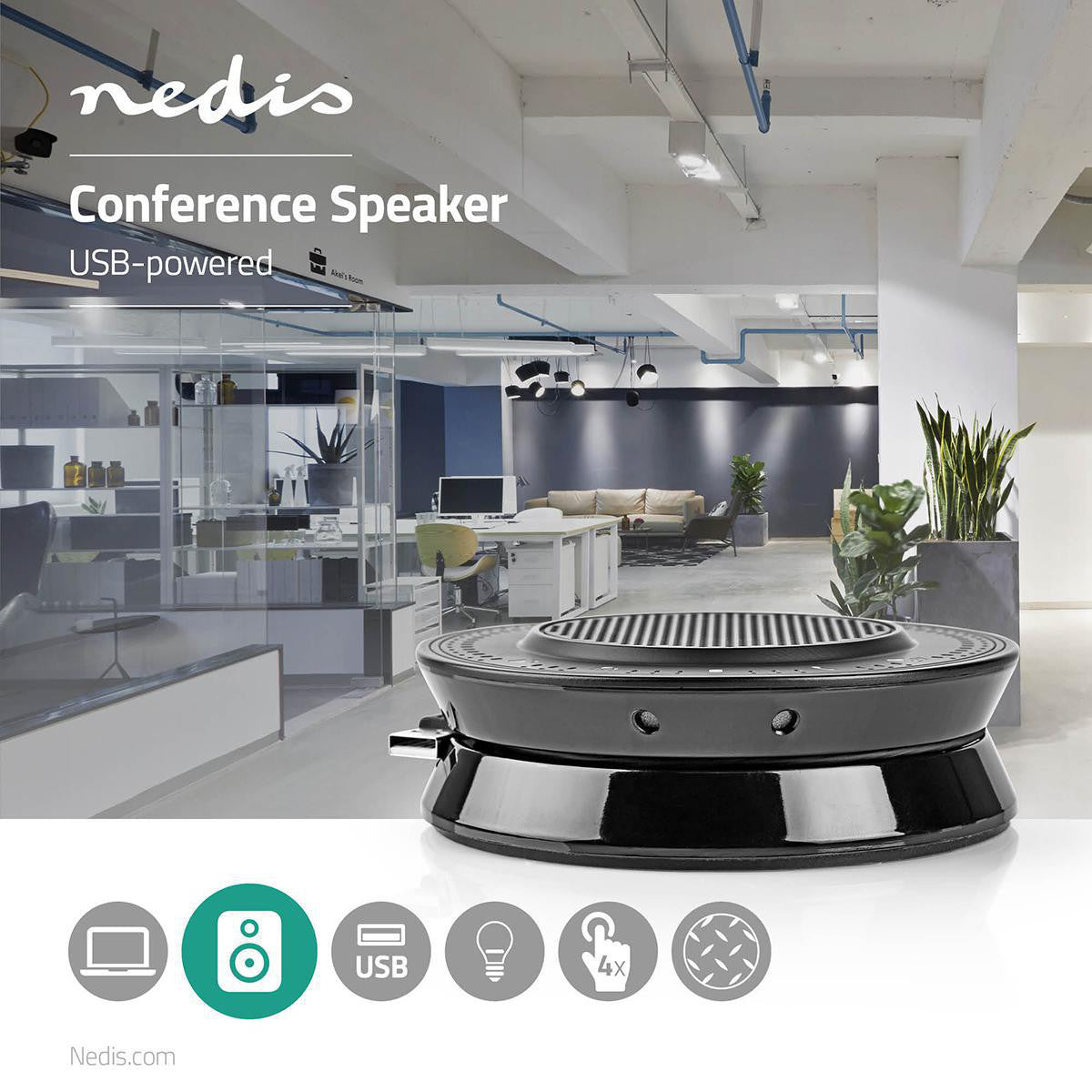 Altavoz Para Conferencias | 2,5 W Control Táctil Alimentación por USB Negro