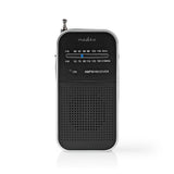 Radio FM | Diseño Portátil AM / Alimentado por Baterias Analógico 1.5 W Pantalla Blanca Negra Salida de Auriculares Aluminio Ne