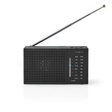 Radio FM | Diseño Portátil AM / Alimentado por Baterias Analógico 1.5 W Pantalla Blanca Negra Salida de Auriculares Negro