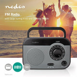 Radio FM | Diseño Portátil AM / Alimentado por Baterias la red Analógico 1.8 W Pantalla Blanca Negra Salida de Auriculares Asa