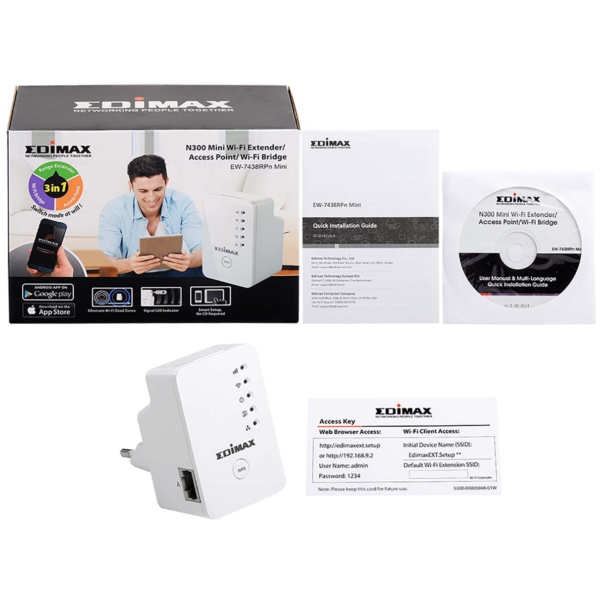 Extensor Wi-fi/punto de Acceso/puente Wi-fi N300 Mini Soluciones Cable