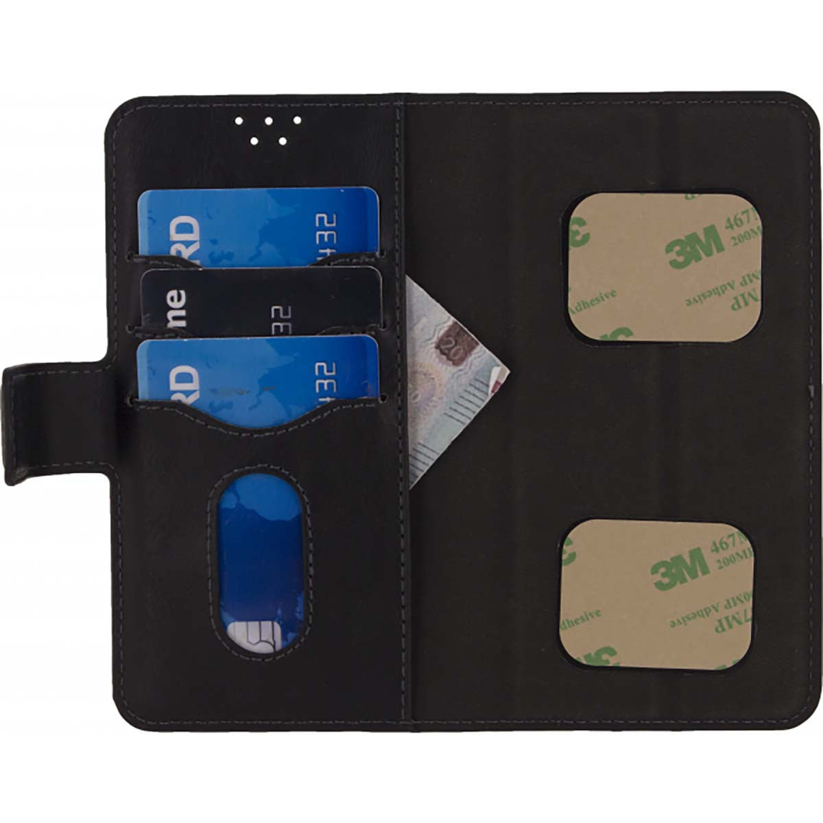 Teléfono Premium 2-in-1 Wallet Case Universal, L Negro Seguridad