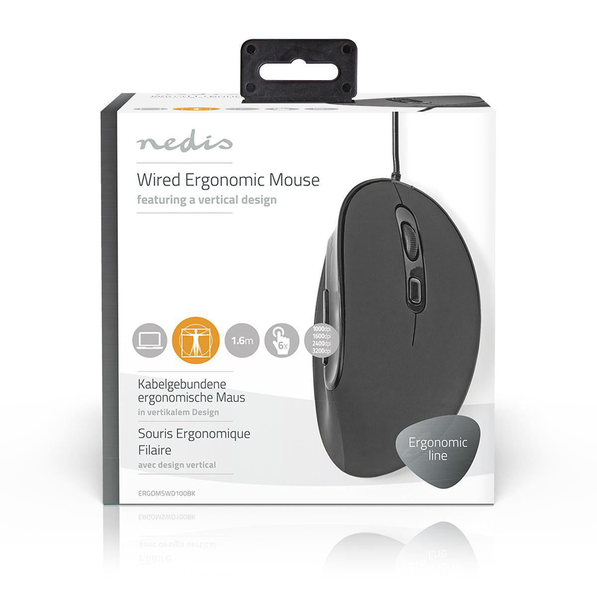 Ergonomic Wired Mouse | 3200 DPI 6-button Black