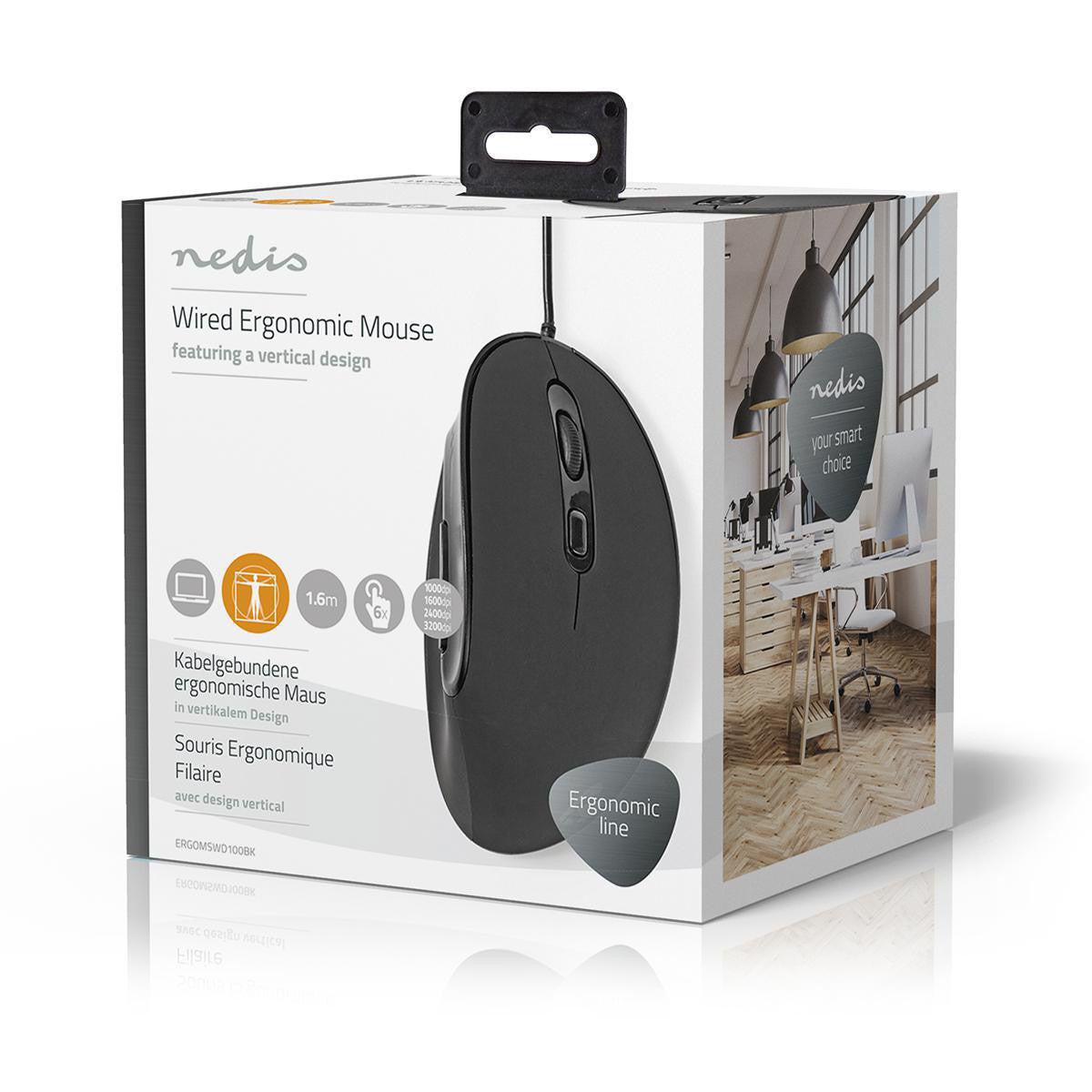 Ergonomic Wired Mouse | 3200 DPI 6-button Black