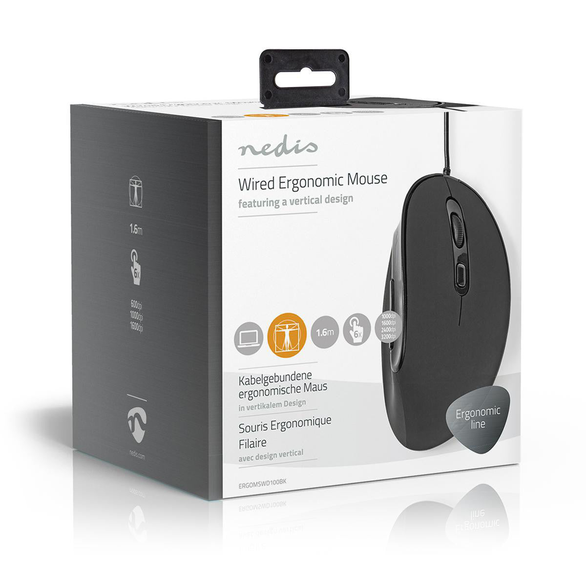 Ergonomic Wired Mouse | 3200 DPI 6-button Black