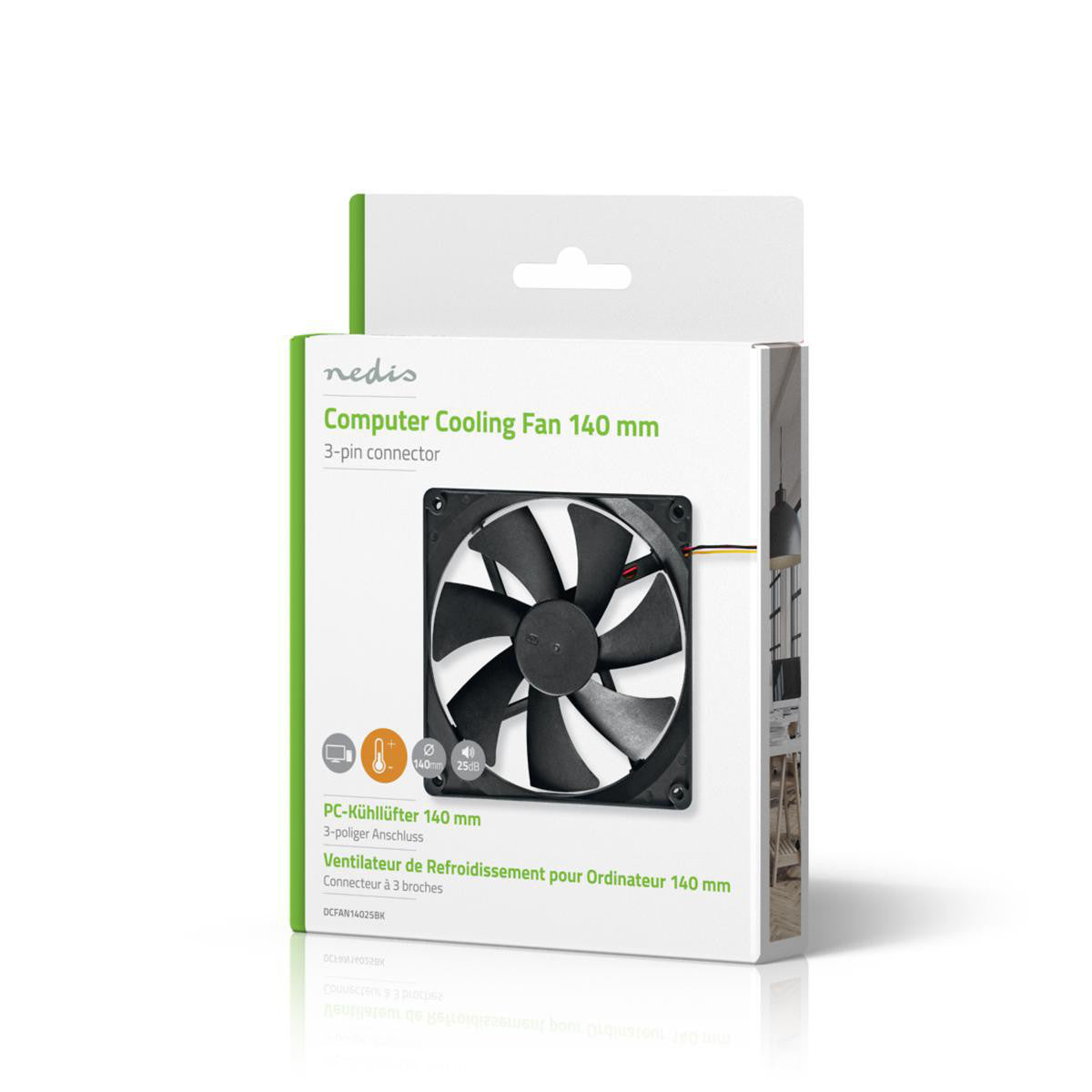 Ventilador DC | Tamaño del Ventilador: 140 mm 3-pin 24.9 dBA Negro