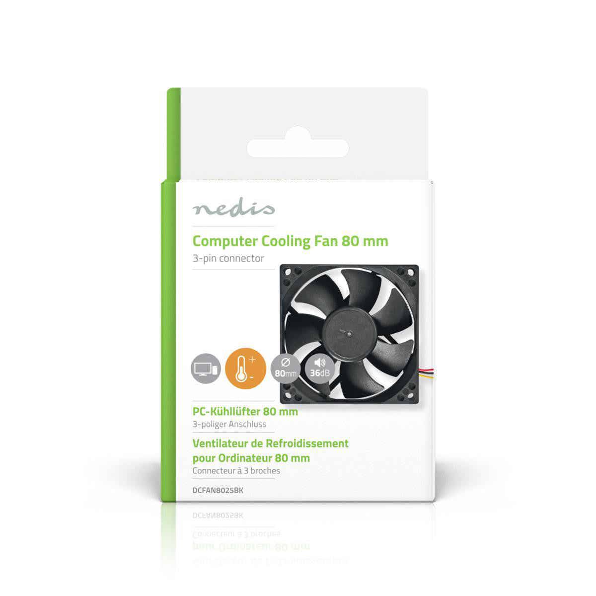 Ventilador DC | Tamaño del Ventilador: 80 mm 3-pin 35.6 dBA Negro Accesorios / Componentes pc